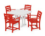 POLYWOOD La Casa Café 5-Piece Dining Set with Trestle Legs in Sunset Red
