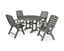 POLYWOOD® 5-Piece Nautical Highback Chair Round Dining Set with Trestle Legs in Slate Grey