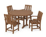 POLYWOOD® Mission 5-Piece Round Dining Set with Trestle Legs in Teak