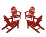 POLYWOOD 4-Piece Classic Folding Adirondack Conversation Set in Sunset Red