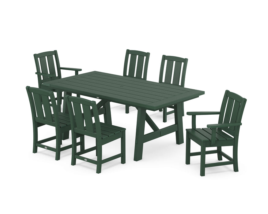 POLYWOOD® Mission 7-Piece Rustic Farmhouse Dining Set in Black