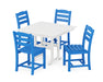 POLYWOOD La Casa Café Side Chair 5-Piece Farmhouse Dining Set in Pacific Blue