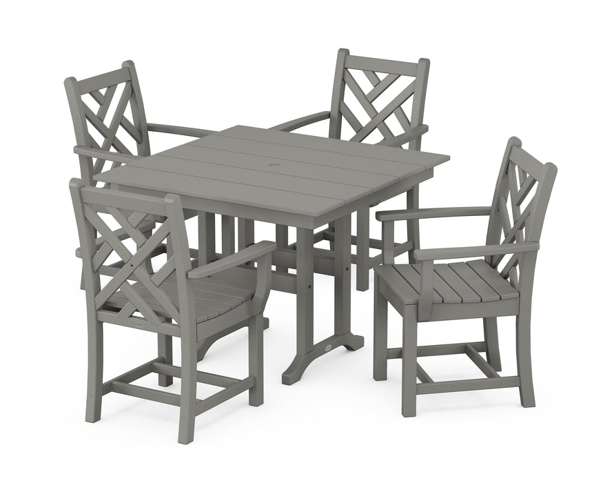 POLYWOOD Chippendale 5-Piece Farmhouse Dining Set in Slate Grey