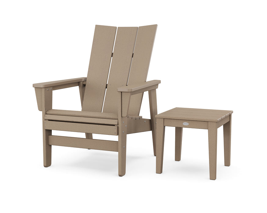 POLYWOOD® Modern Grand Upright Adirondack Chair with Side Table in Vintage Sahara