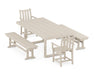 POLYWOOD Traditional Garden 5-Piece Dining Set with Benches in Sand