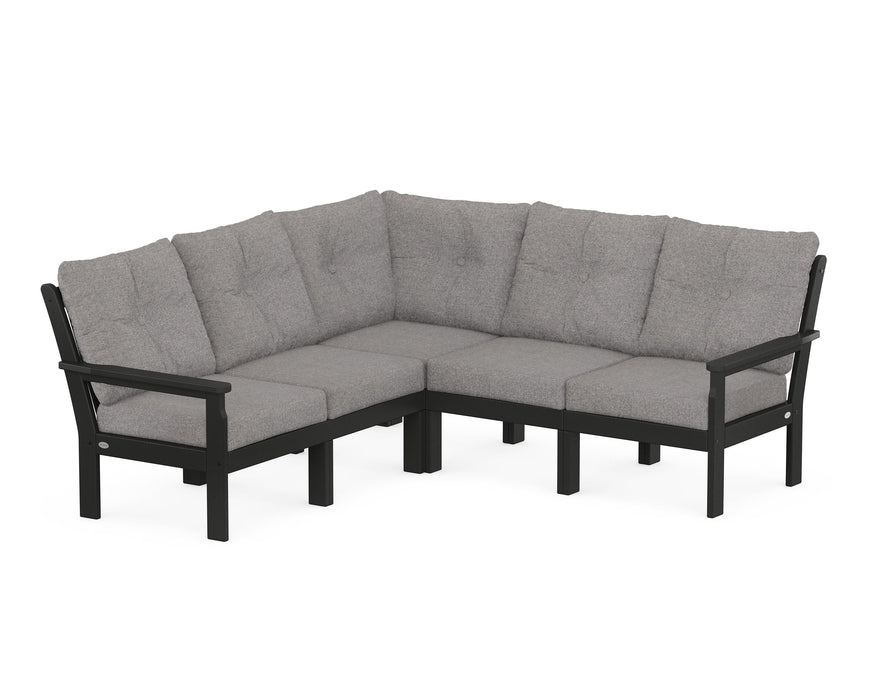 POLYWOOD Vineyard 5-Piece Sectional in Black with Grey Mist fabric