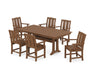 POLYWOOD® Mission Arm Chair 7-Piece Farmhouse Dining Set with Trestle Legs in White