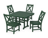 POLYWOOD Braxton Side Chair 5-Piece Dining Set with Trestle Legs in Green