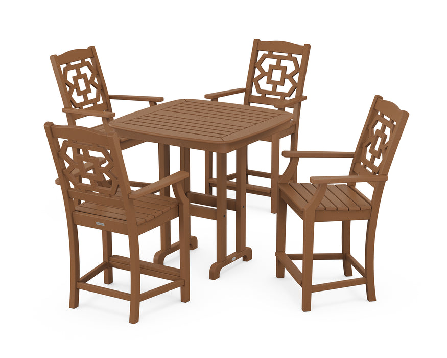 Martha Stewart by POLYWOOD Chinoiserie 5-Piece Counter Set in Teak