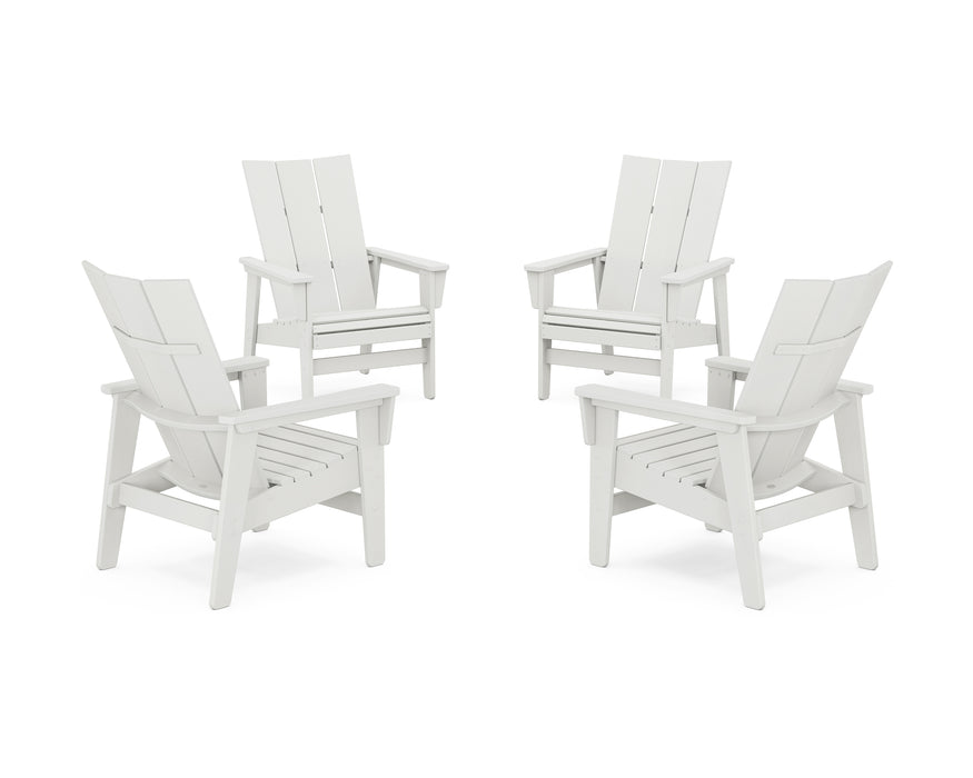 POLYWOOD® 4-Piece Modern Grand Upright Adirondack Chair Conversation Set in Vintage White