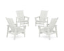 POLYWOOD® 4-Piece Modern Grand Upright Adirondack Chair Conversation Set in Vintage White