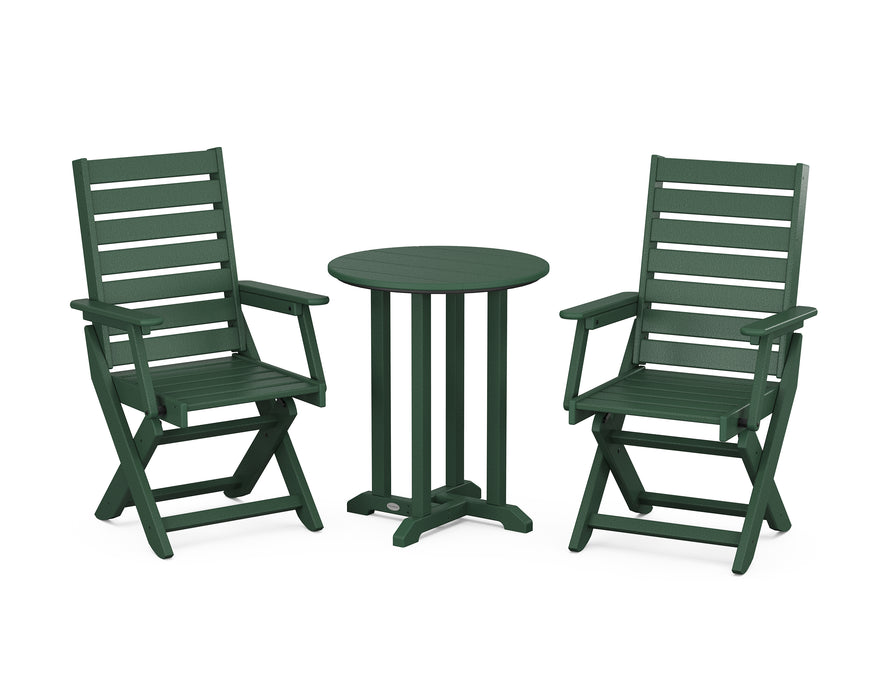 POLYWOOD Captain 3-Piece Round Dining Set in Green