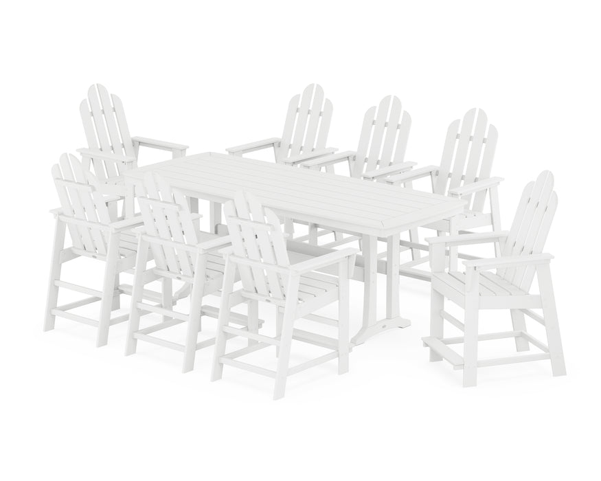 POLYWOOD® Long Island 9-Piece Counter Set with Trestle Legs in White