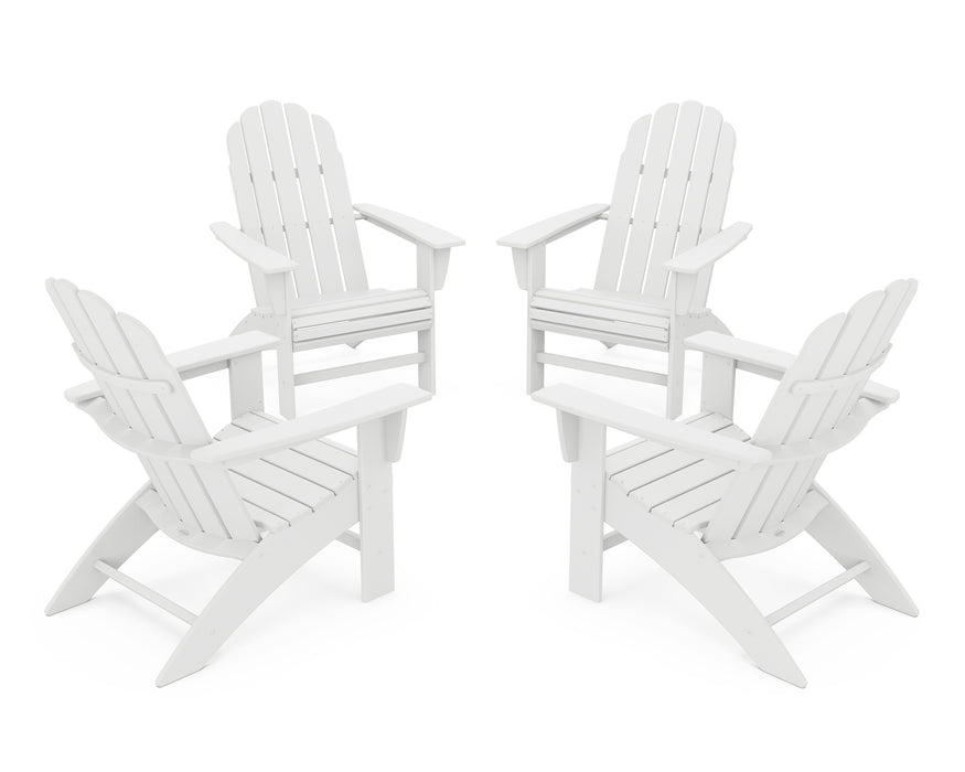 POLYWOOD 4-Piece Vineyard Curveback Adirondack Chair Conversation Set in White