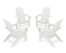 POLYWOOD 4-Piece Vineyard Curveback Adirondack Chair Conversation Set in White