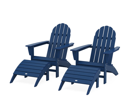 POLYWOOD Vineyard Adirondack Chair 4-Piece Set with Ottomans in Navy