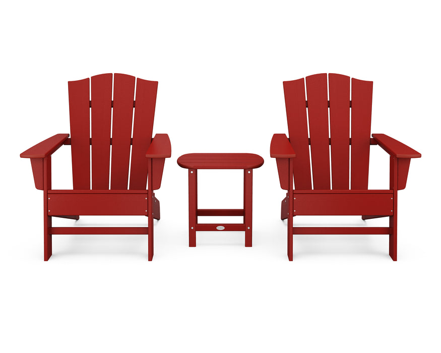 POLYWOOD Wave 3-Piece Adirondack Chair Set with The Crest Chairs in