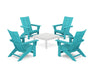 POLYWOOD® 5-Piece Modern Grand Adirondack Chair Conversation Group in Tangerine / White