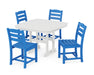POLYWOOD La Casa Café Side Chair 5-Piece Dining Set with Trestle Legs in Pacific Blue