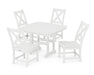 POLYWOOD Braxton Side Chair 5-Piece Dining Set with Trestle Legs in White