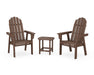 POLYWOOD® Vineyard 3-Piece Curveback Upright Adirondack Chair Set in Mahogany