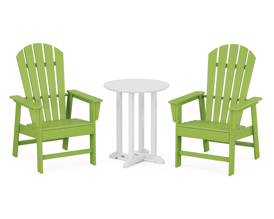 POLYWOOD South Beach 3-Piece Round Farmhouse Dining Set in Lime