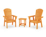 POLYWOOD® Nautical 3-Piece Curveback Upright Adirondack Chair Set in Tangerine