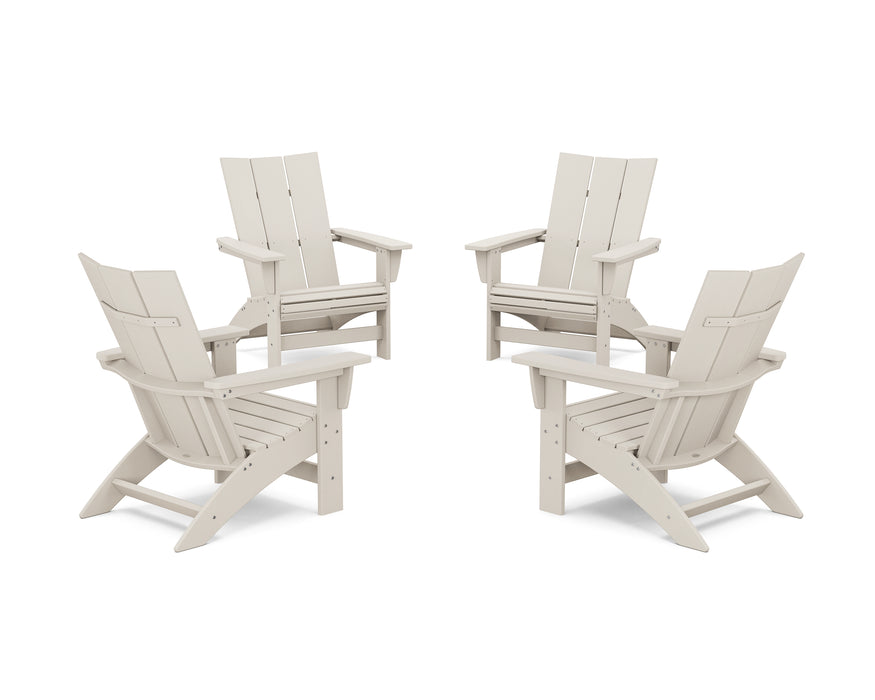POLYWOOD® 4-Piece Modern Grand Adirondack Chair Conversation Set in Sand