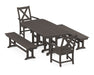 POLYWOOD Braxton 5-Piece Dining Set with Benches in Vintage Coffee