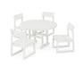 POLYWOOD EDGE Side Chair 5-Piece Round Farmhouse Dining Set in Vintage White