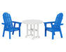 POLYWOOD Vineyard Adirondack 3-Piece Round Dining Set in Pacific Blue