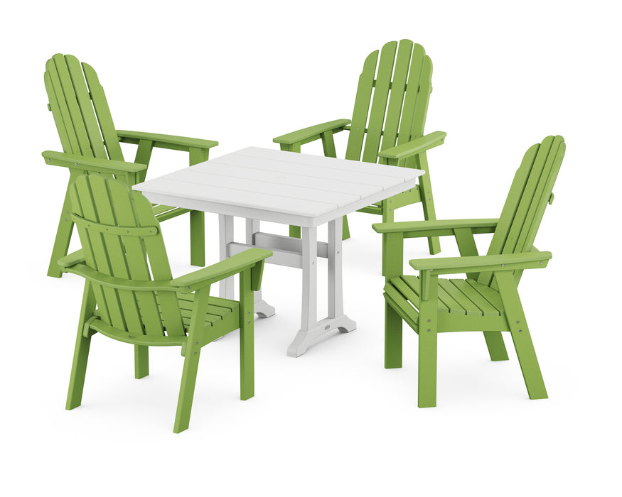 POLYWOOD Vineyard Adirondack 5-Piece Farmhouse Dining Set With Trestle Legs in Lime
