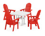 POLYWOOD Vineyard Adirondack 5-Piece Farmhouse Dining Set With Trestle Legs in Sunset Red