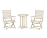 POLYWOOD® Signature Folding Chair 3-Piece Round Farmhouse Dining Set in Sand