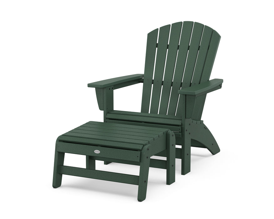 POLYWOOD® Nautical Grand Adirondack Chair with Ottoman in Green