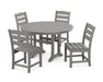 POLYWOOD Lakeside Side Chair 5-Piece Round Dining Set With Trestle Legs in Slate Grey