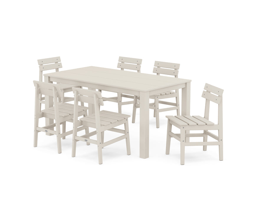 POLYWOOD® Modern Studio Plaza Chair 7-Piece Parsons Table Dining Set in Slate Grey
