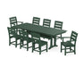 POLYWOOD Lakeside 9-Piece Farmhouse Dining Set with Trestle Legs in Green
