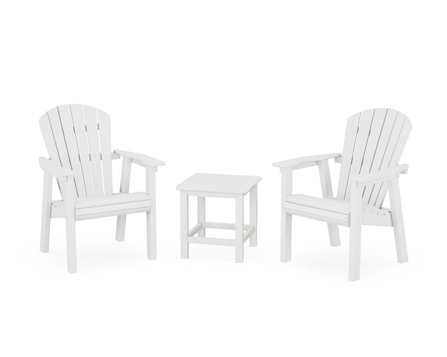 POLYWOOD® Seashell 3-Piece Upright Adirondack Chair Set in White