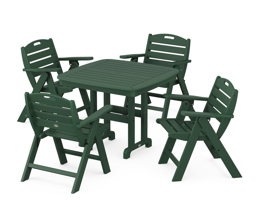 POLYWOOD Nautical Lowback 5-Piece Dining Set in Green