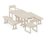 POLYWOOD EDGE 5-Piece Dining Set with Benches in Sand