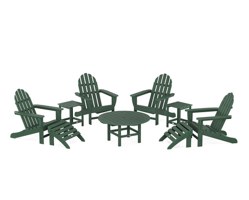 POLYWOOD Classic Adirondack Chair 9-Piece Conversation Set in Green