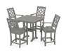 Martha Stewart by POLYWOOD Chinoiserie 5-Piece Counter Set with Trestle Legs in Slate Grey