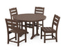 POLYWOOD Lakeside Side Chair 5-Piece Round Dining Set With Trestle Legs in Mahogany