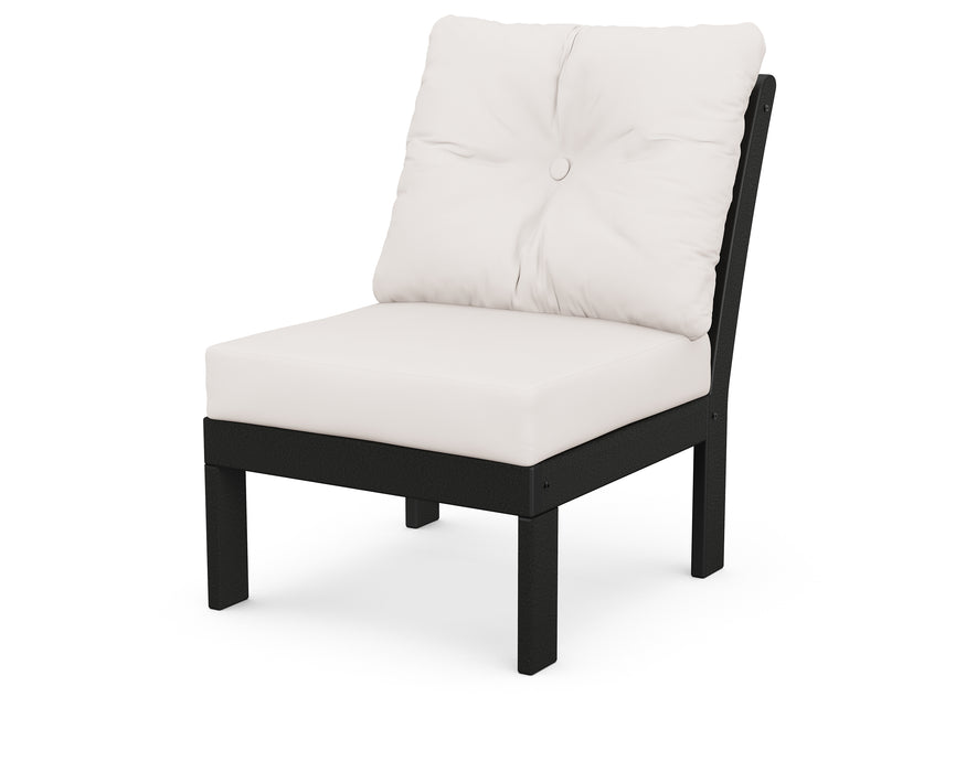POLYWOOD Vineyard Modular Armless Chair in Black with Bird's Eye fabric