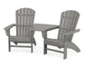 POLYWOOD Nautical 3-Piece Curveback Adirondack Set with Angled Connecting Table in Slate Grey