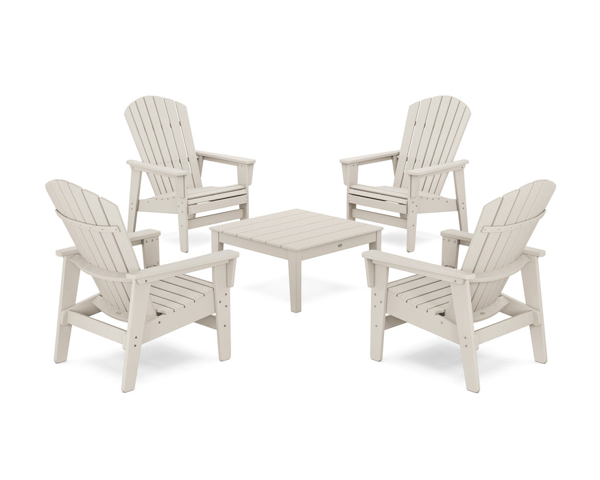 POLYWOOD® 5-Piece Nautical Grand Upright Adirondack Chair Conversation Group in Sand