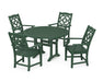 Martha Stewart by POLYWOOD Chinoiserie 5-Piece Round Dining Set with Trestle Legs in Green