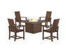 POLYWOOD® Modern 4-Piece Upright Adirondack Conversation Set with Fire Pit Table in Sand