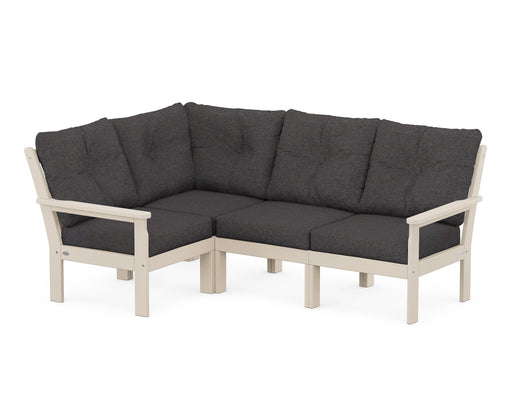 POLYWOOD Vineyard 4-Piece Sectional in Sand with Ash Charcoal fabric